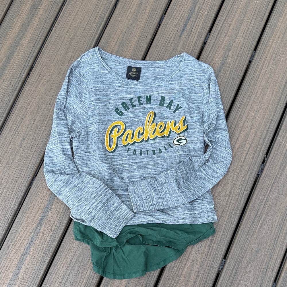 NFL Juniors Gray and Green Tee